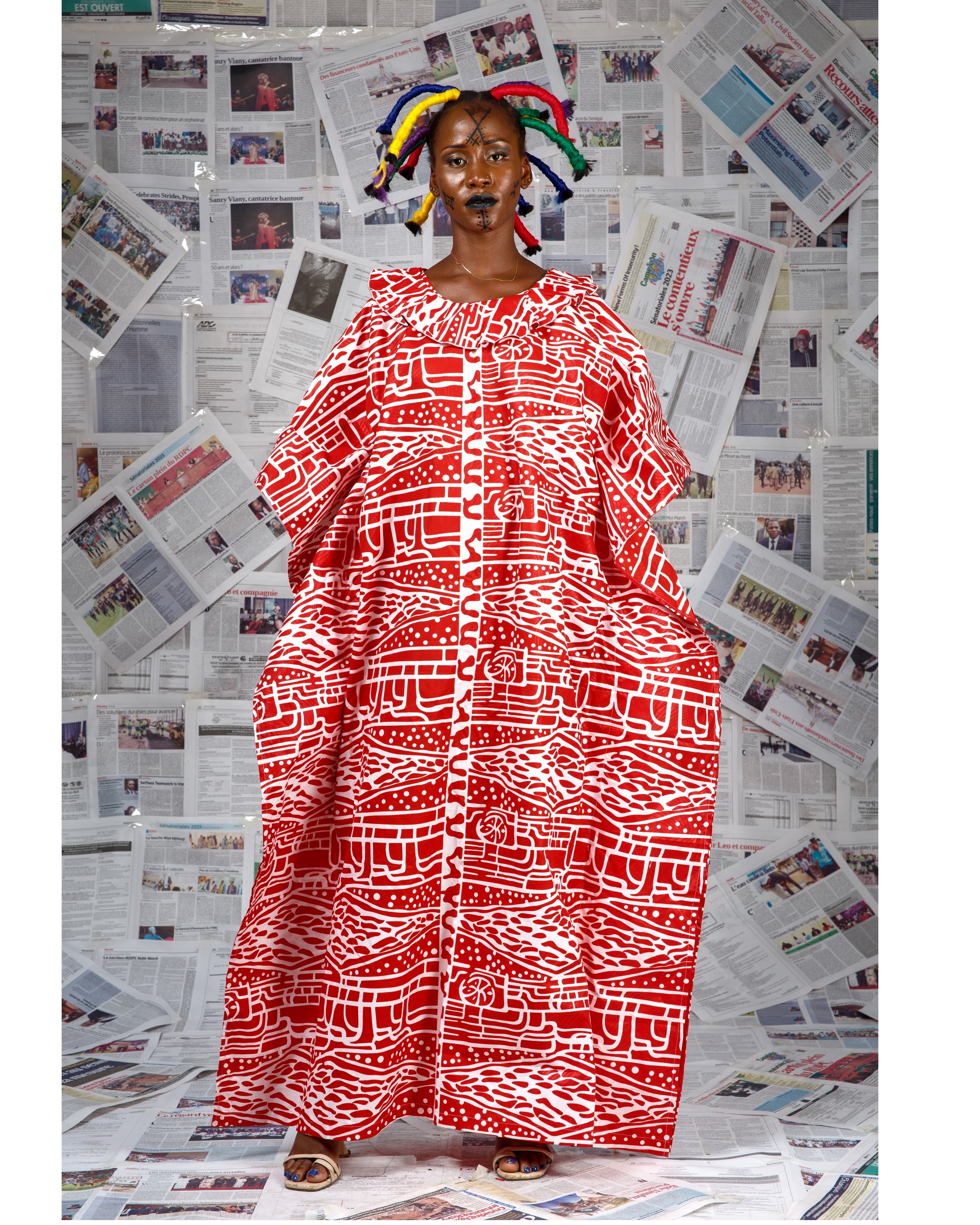Image 1 of Bo Mukfvu red Ndop boubou dress (Afritudes)