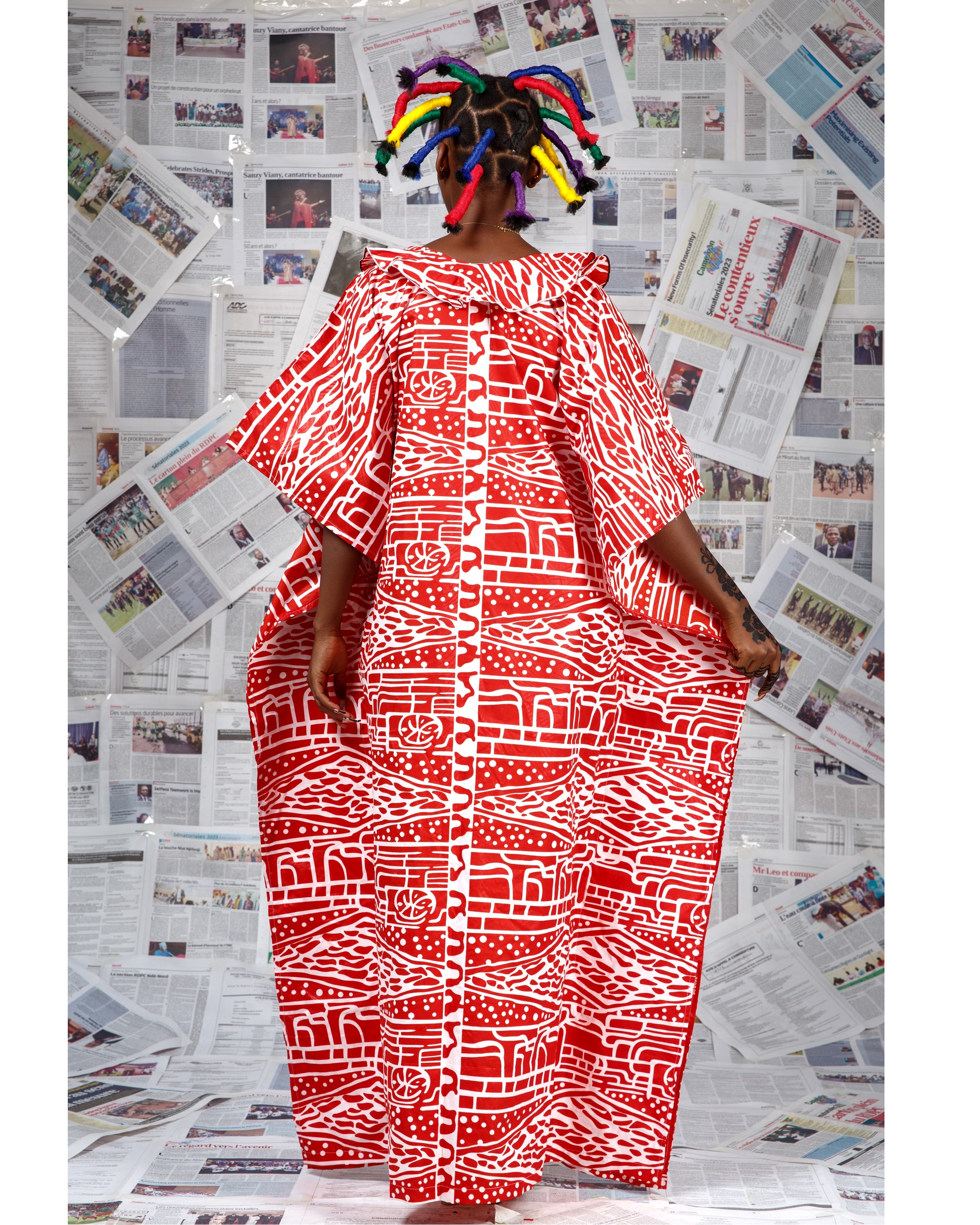 Image 2 of Bo Mukfvu red Ndop boubou dress (Afritudes)