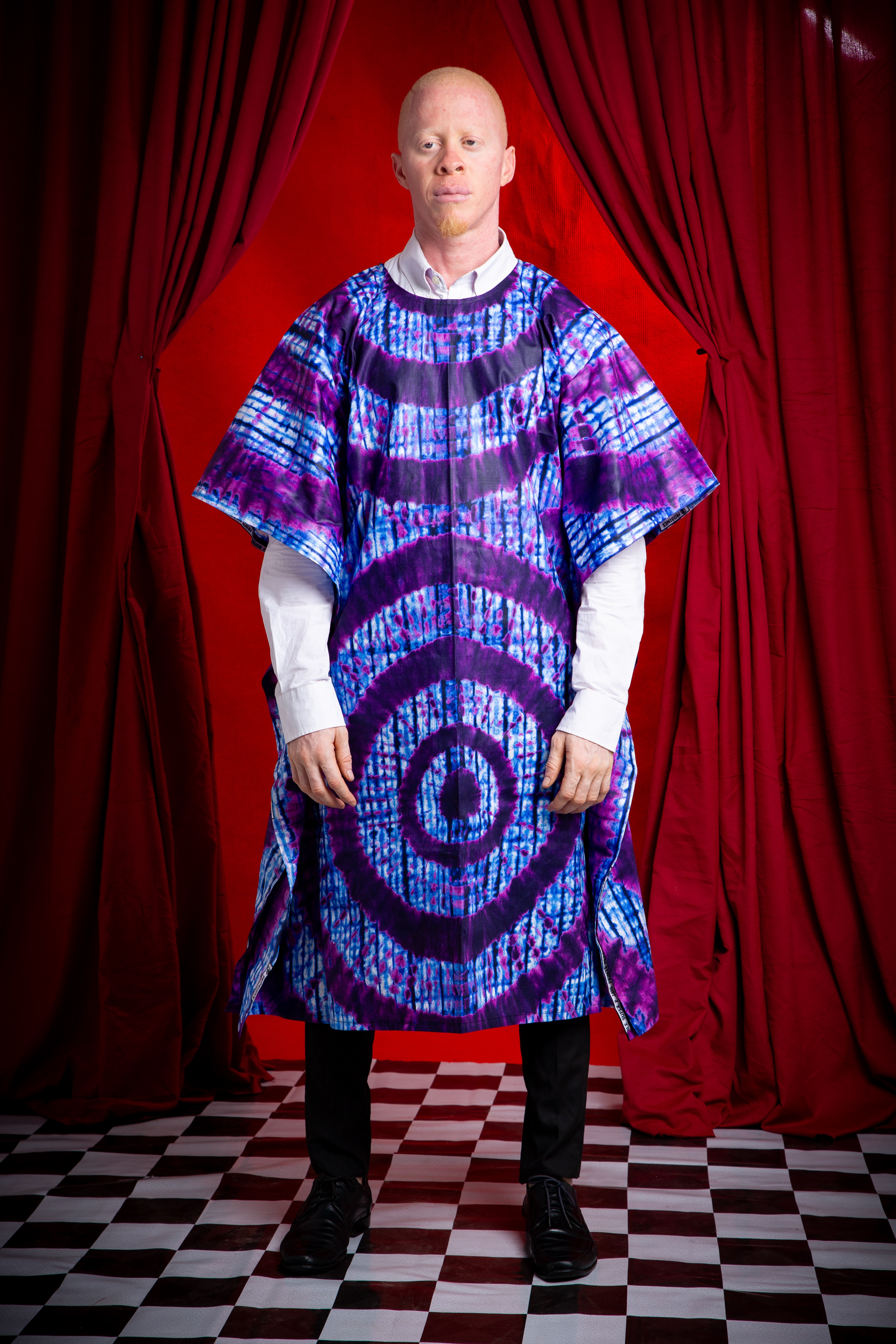 Image 1 of Ela purple cotton batik unisex boubou (TEGUE)