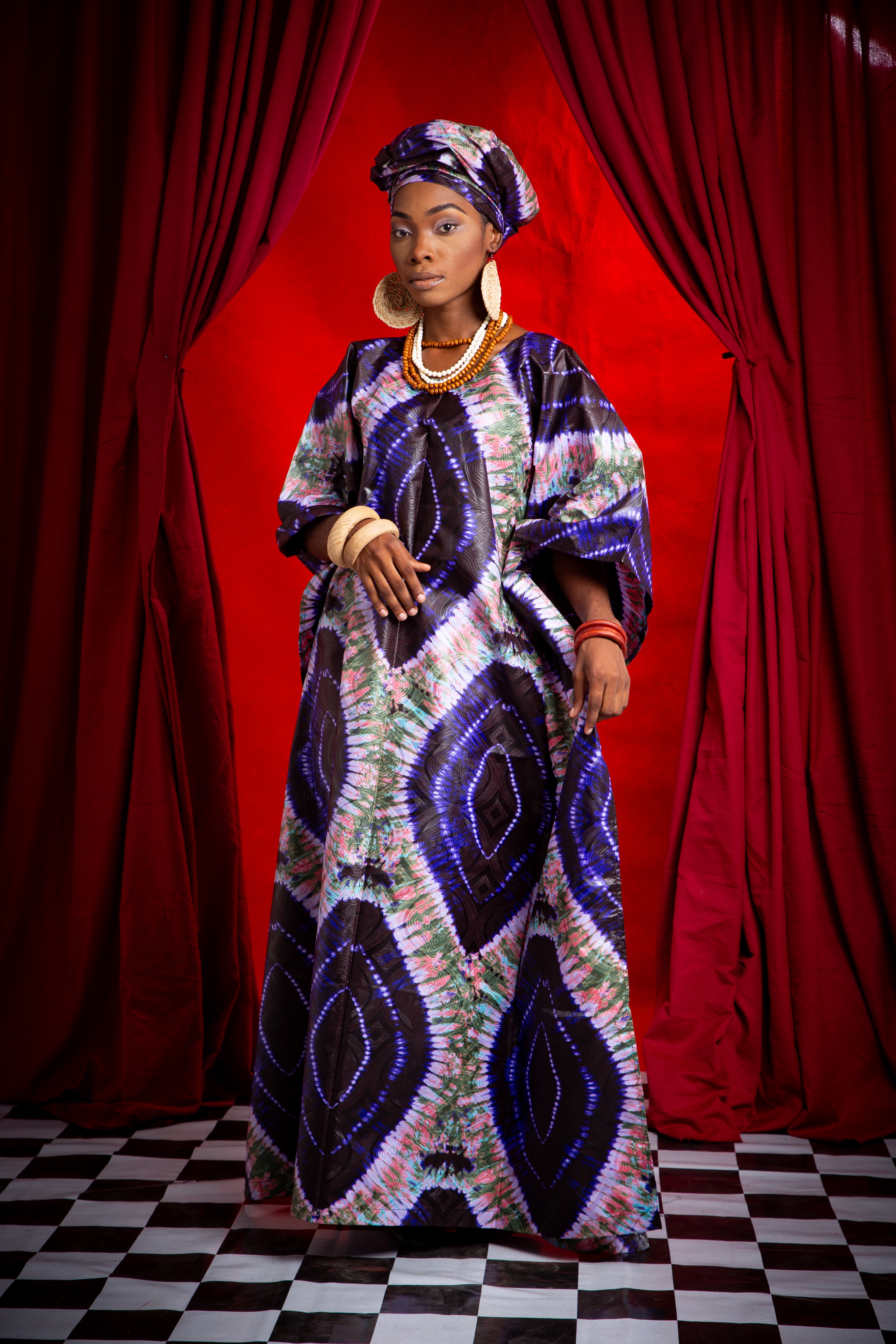 Image 1 of Ela Indigo batik boubou dress (TEGUE)