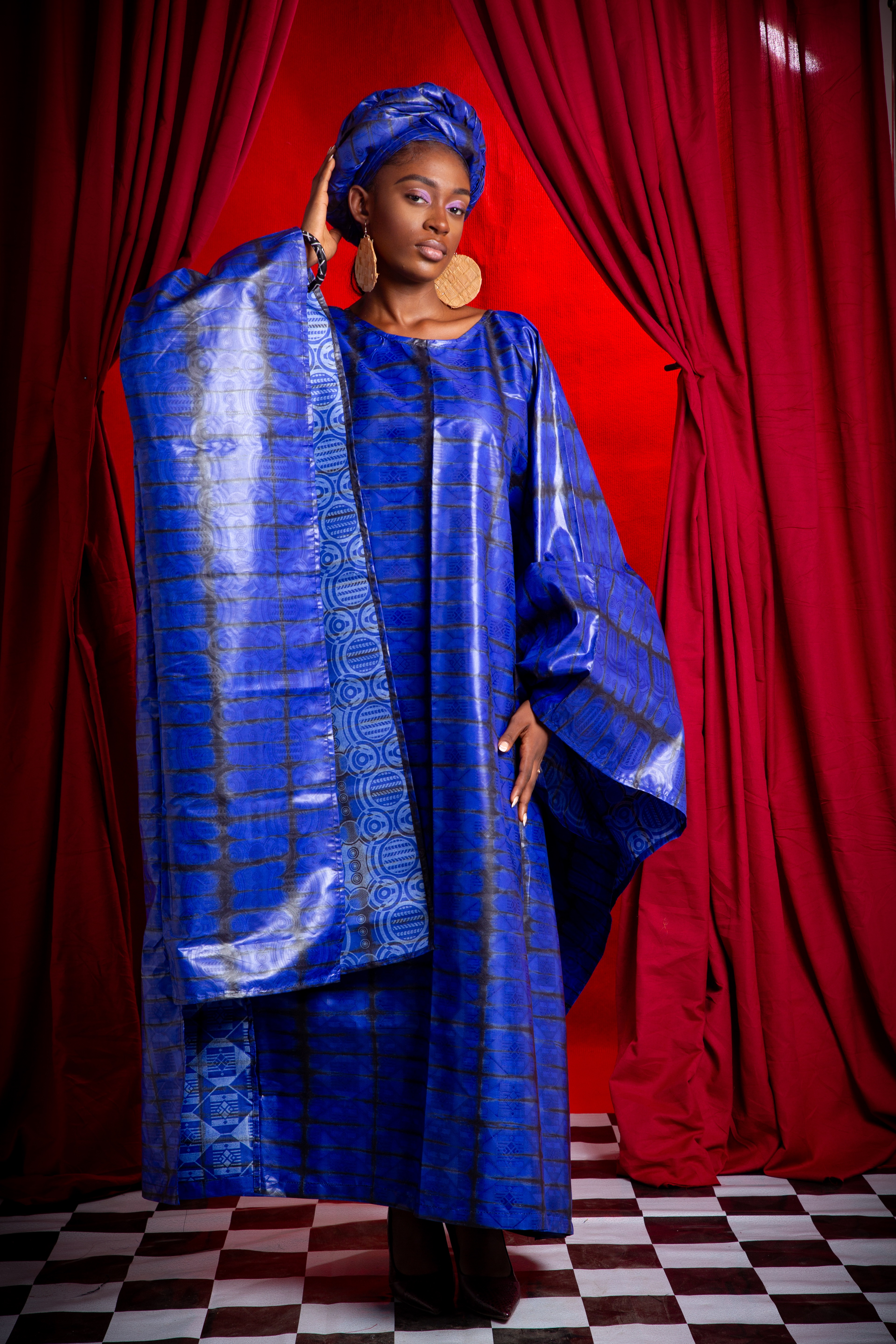 Image 1 of Nden Bobo Blue batik boubou dress (TEGUE)