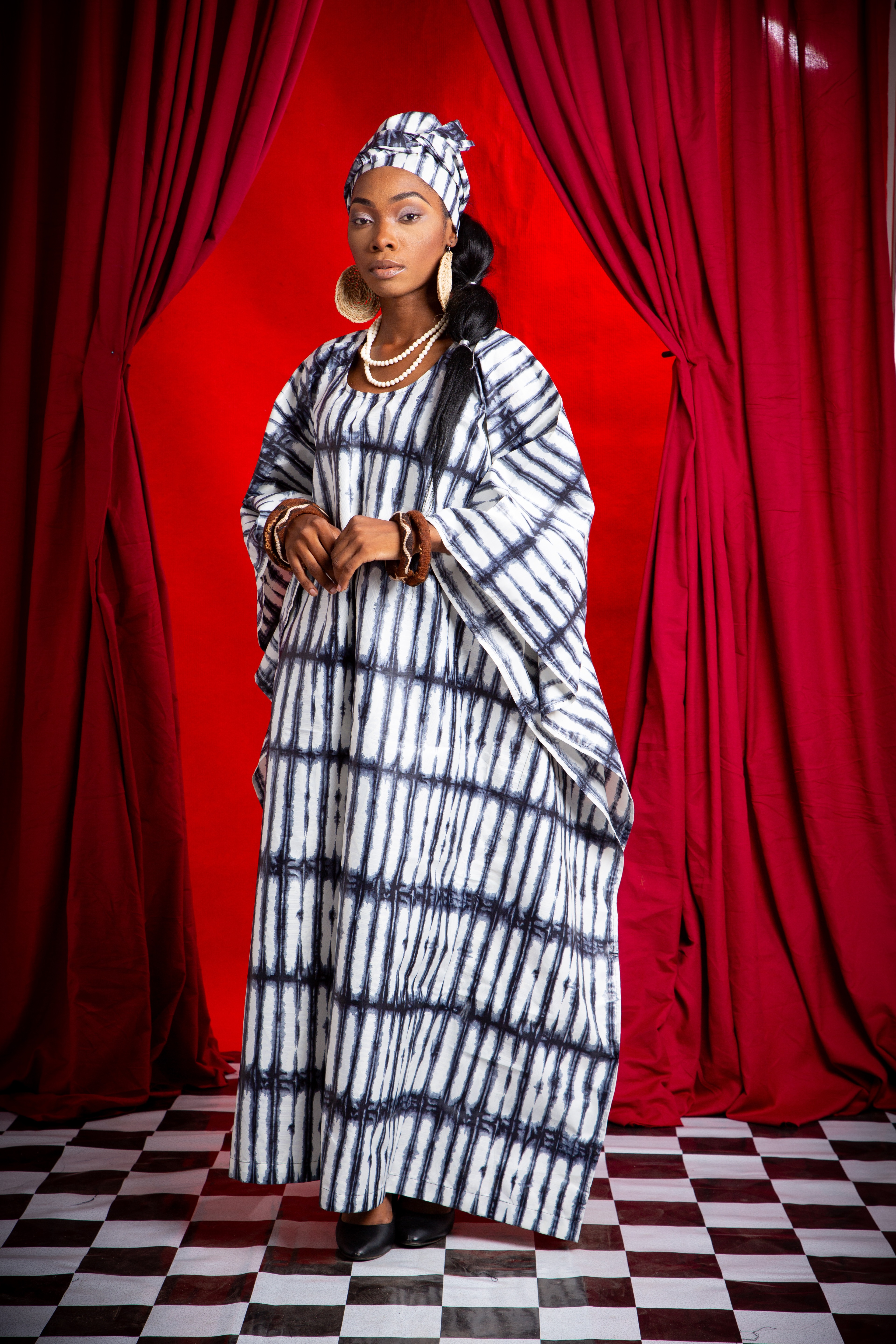Image 1 of Ela White batik boubou dress (TEGUE)