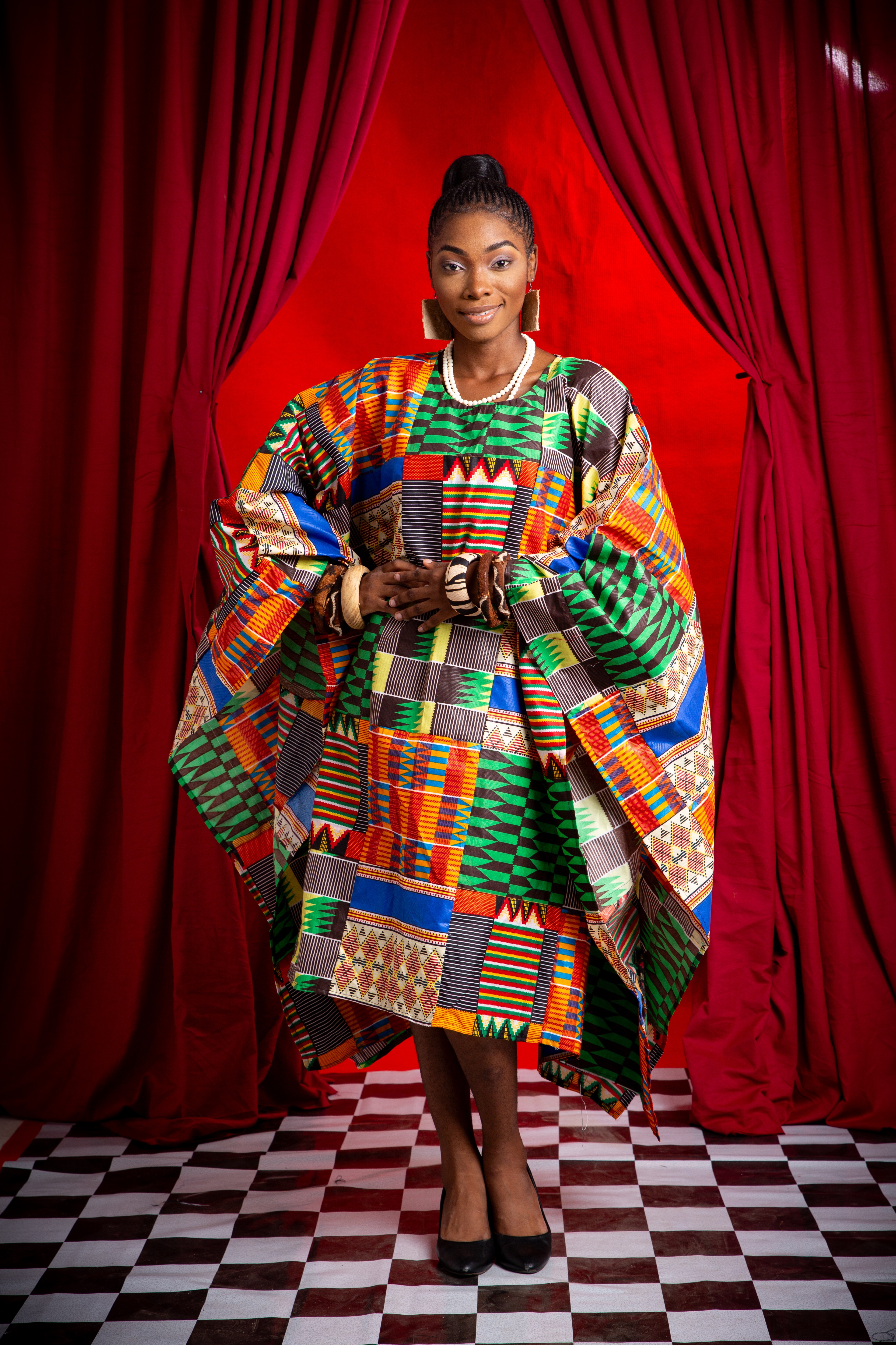 Image 1 of Nden Bobo Kente Patchwork boubou dress (TEGUE)