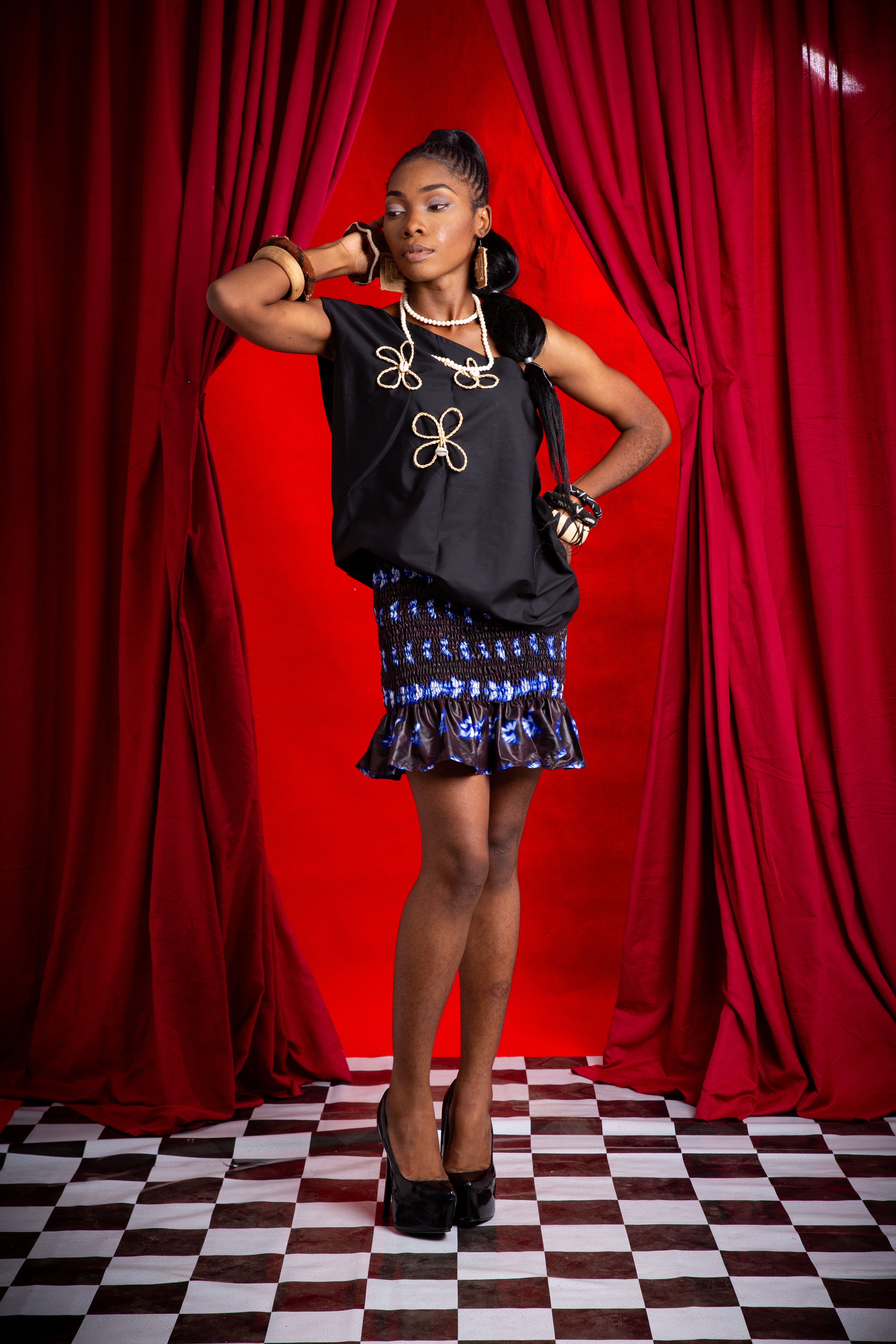 Image 1 of Ela shirred batik skirt (TEGUE)
