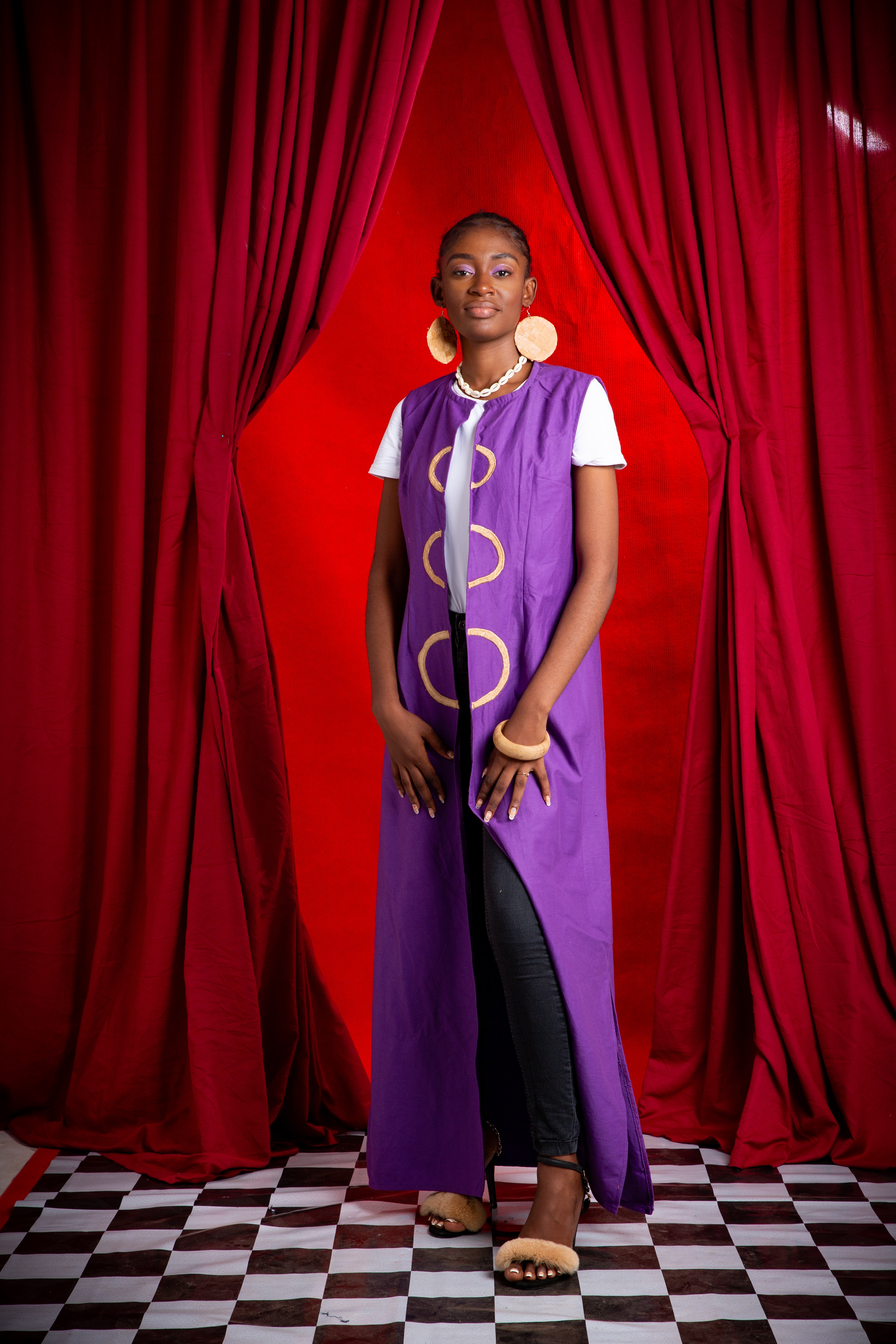 Image 1 of Ela Purple Cotton Tunic with obom decorations (TEGUE)