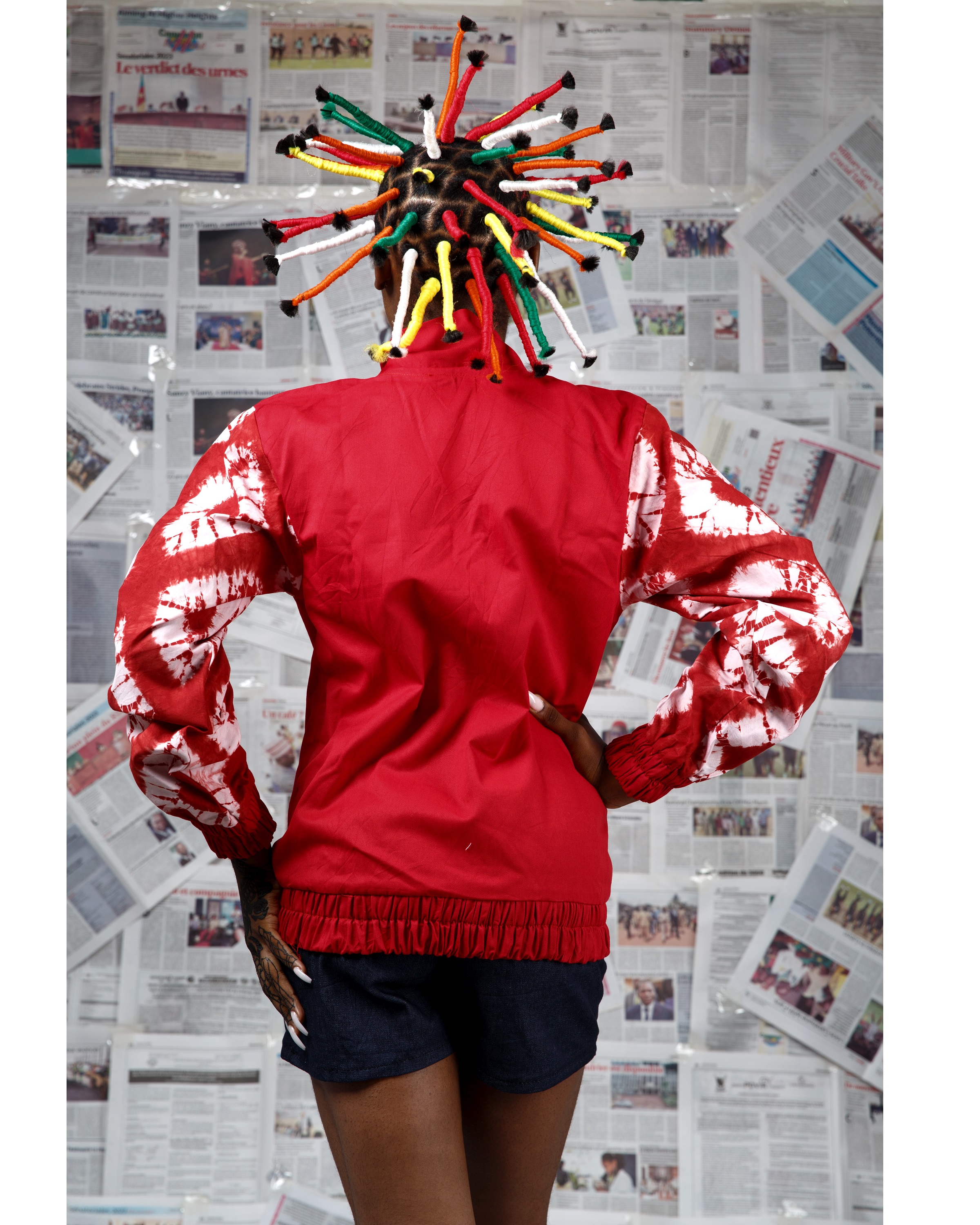 Image 2 of Nomgwi red batik bomber jacket (Afritudes)