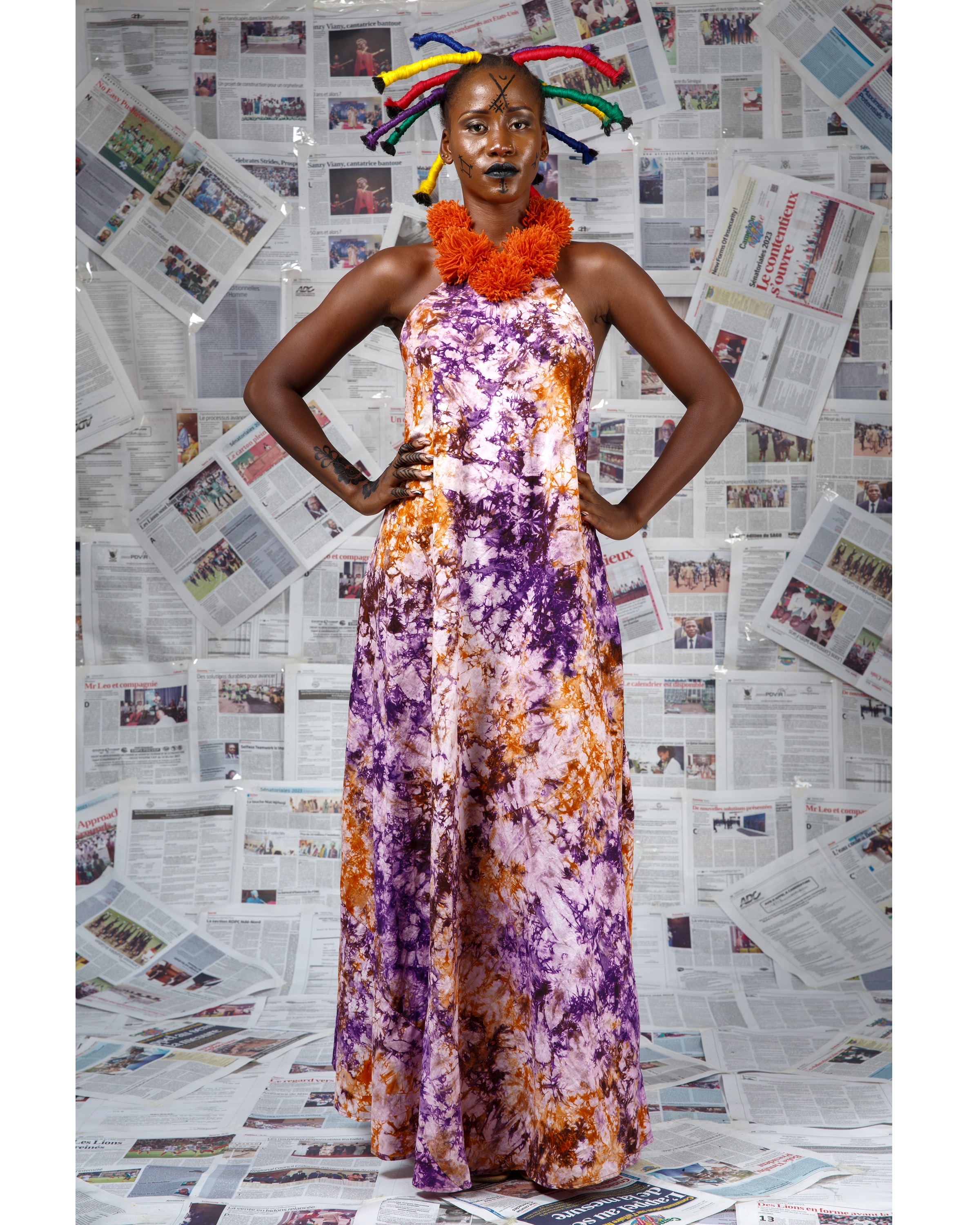 Image 1 of Nya Purple and Orange batik dress (Afritudes)