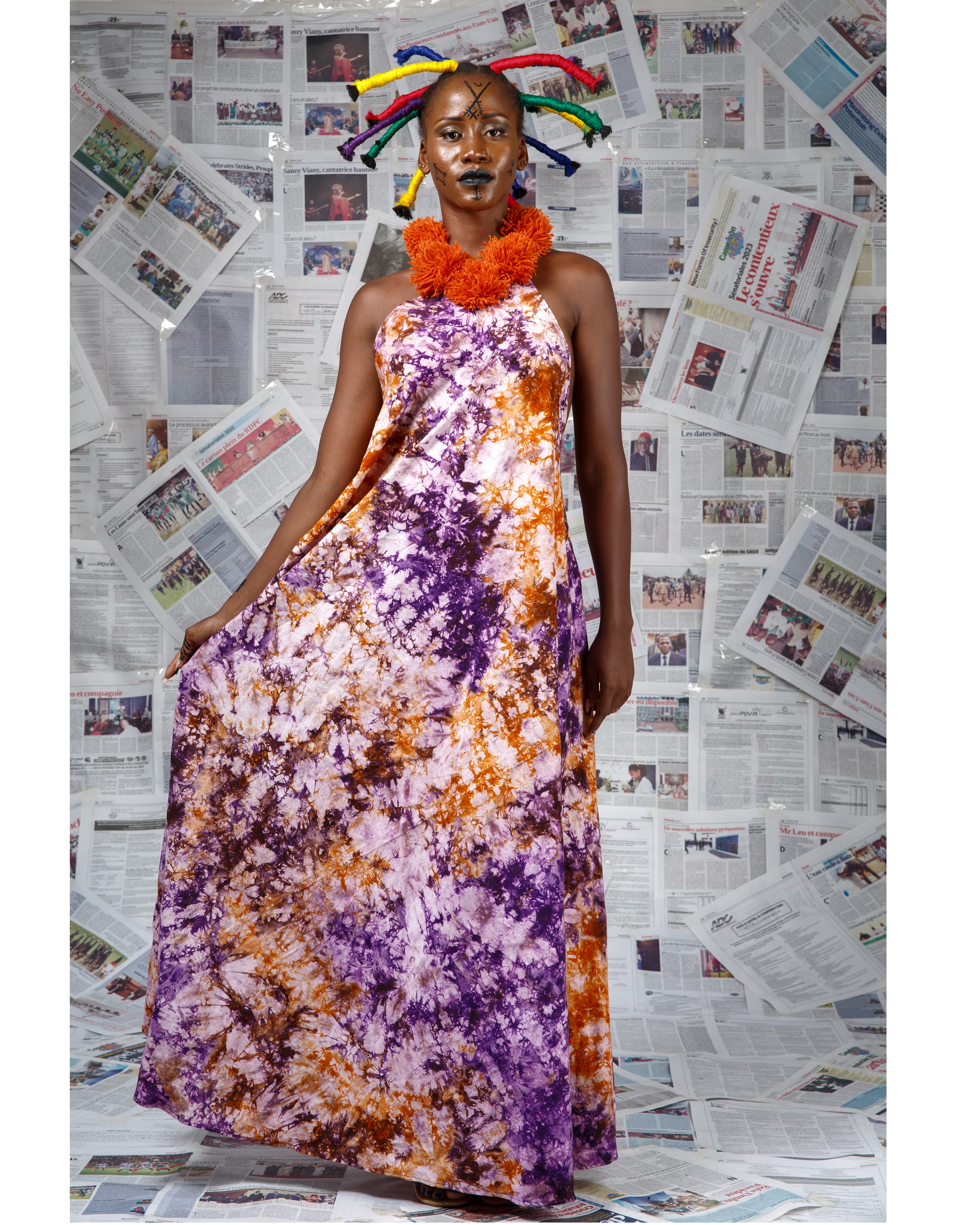 Image 2 of Nya Purple and Orange batik dress (Afritudes)
