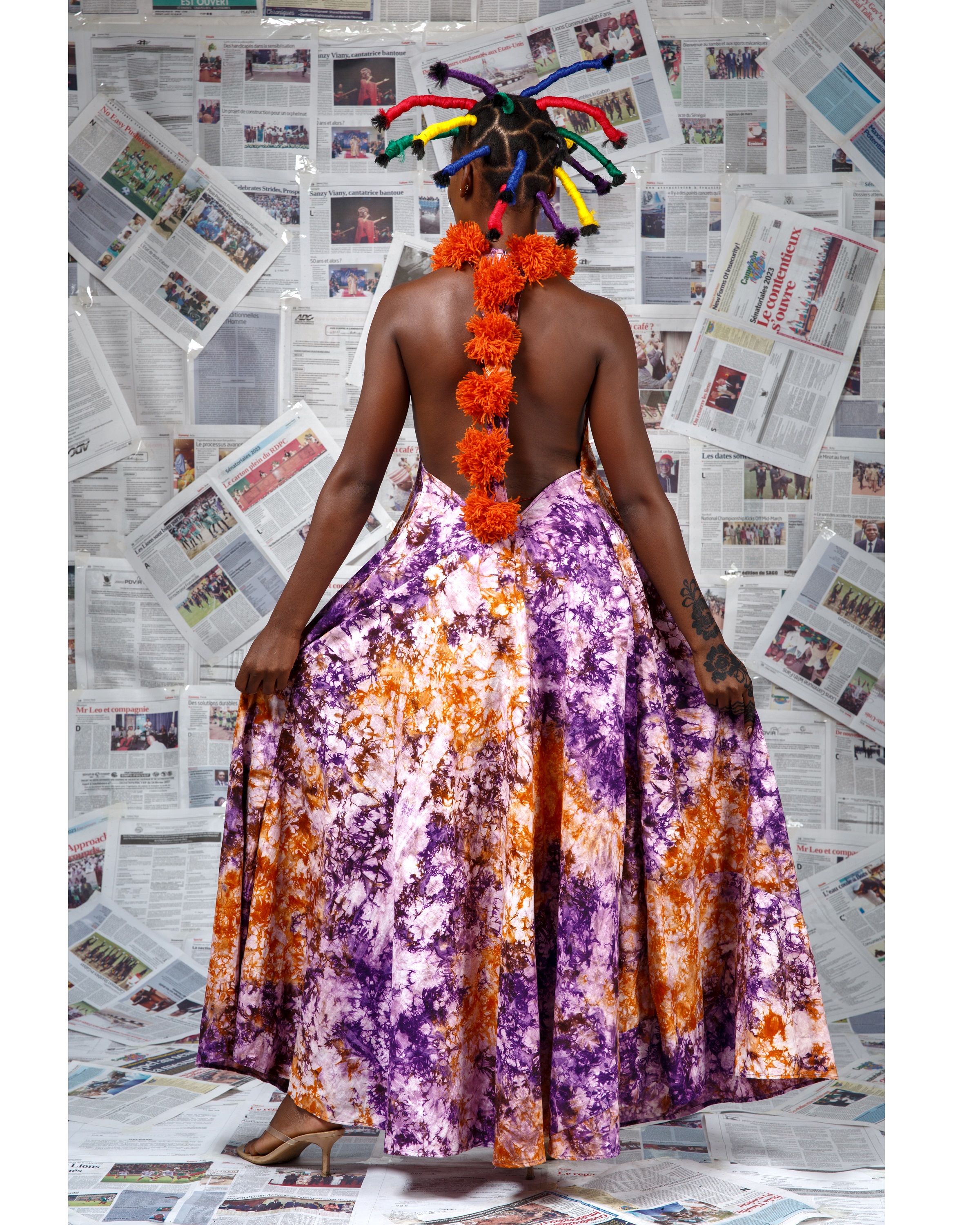 Image 3 of Nya Purple and Orange batik dress (Afritudes)