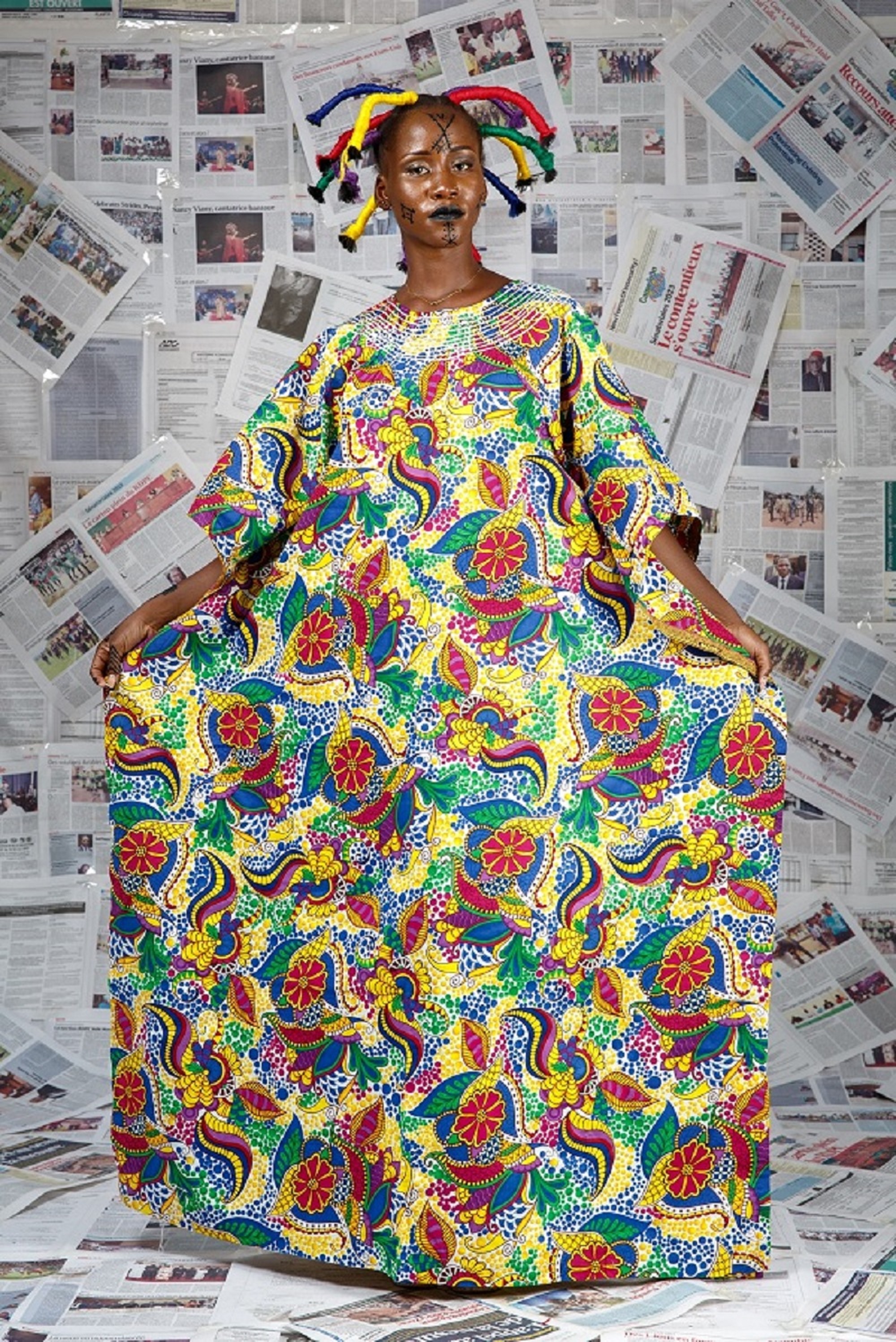 Image 1 of Afo-A-Nto'o yellow embroidered boubou dress (Afritudes)