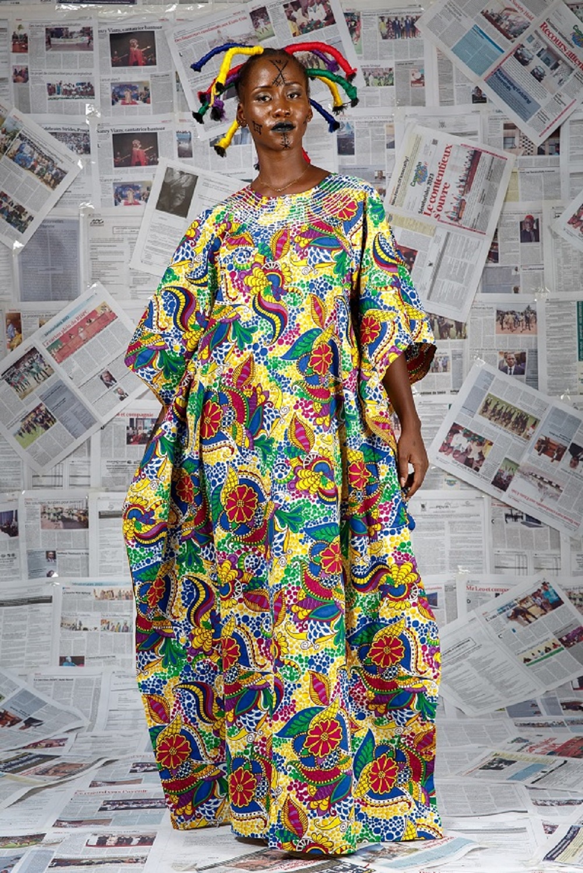 Image 2 of Afo-A-Nto'o yellow embroidered boubou dress (Afritudes)