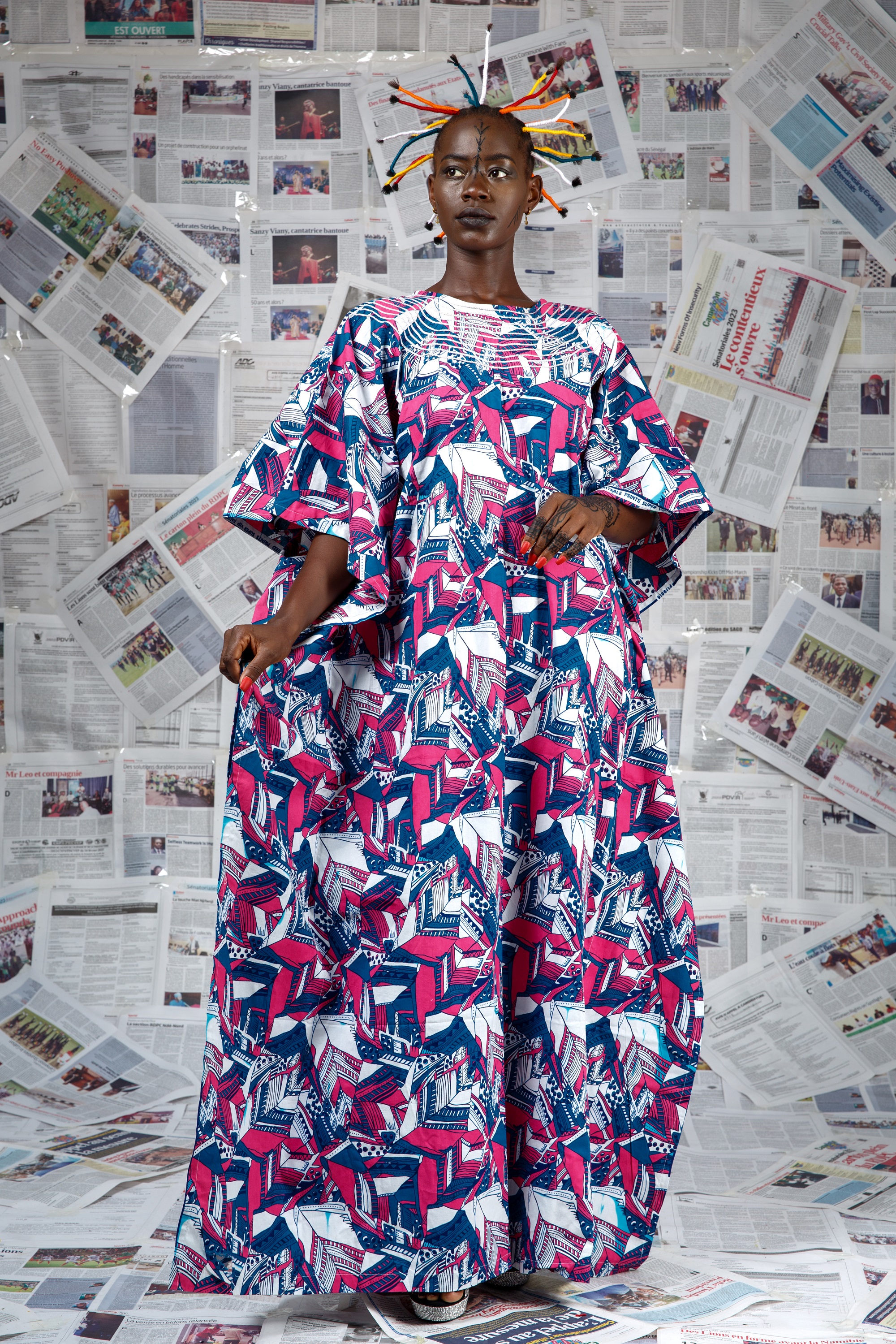 Image 1 of Afo-A-Nto'o pink embroidered boubou dress