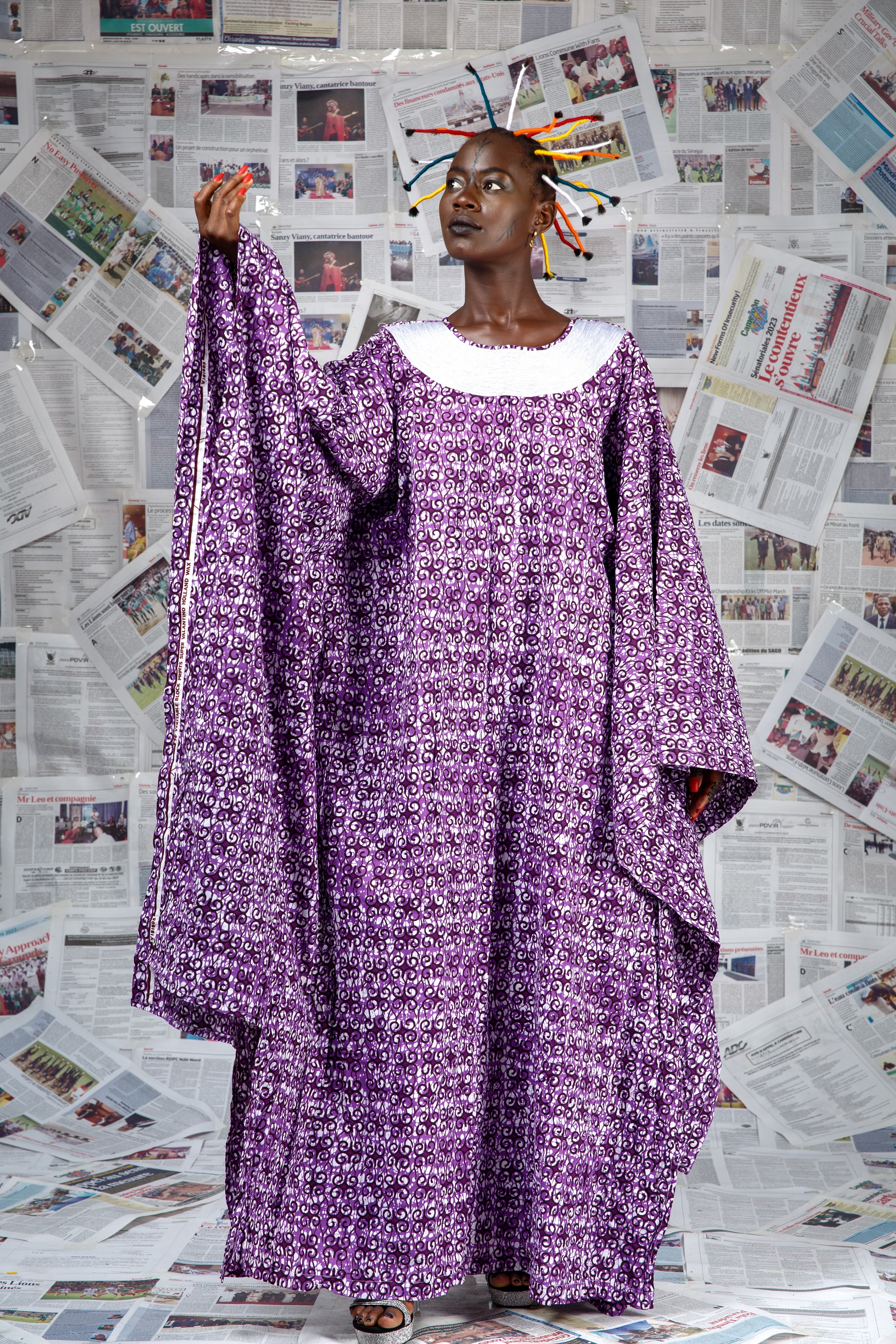 Image 1 of Afo-A-Kom purple embroidered boubou dress (Afritudes)