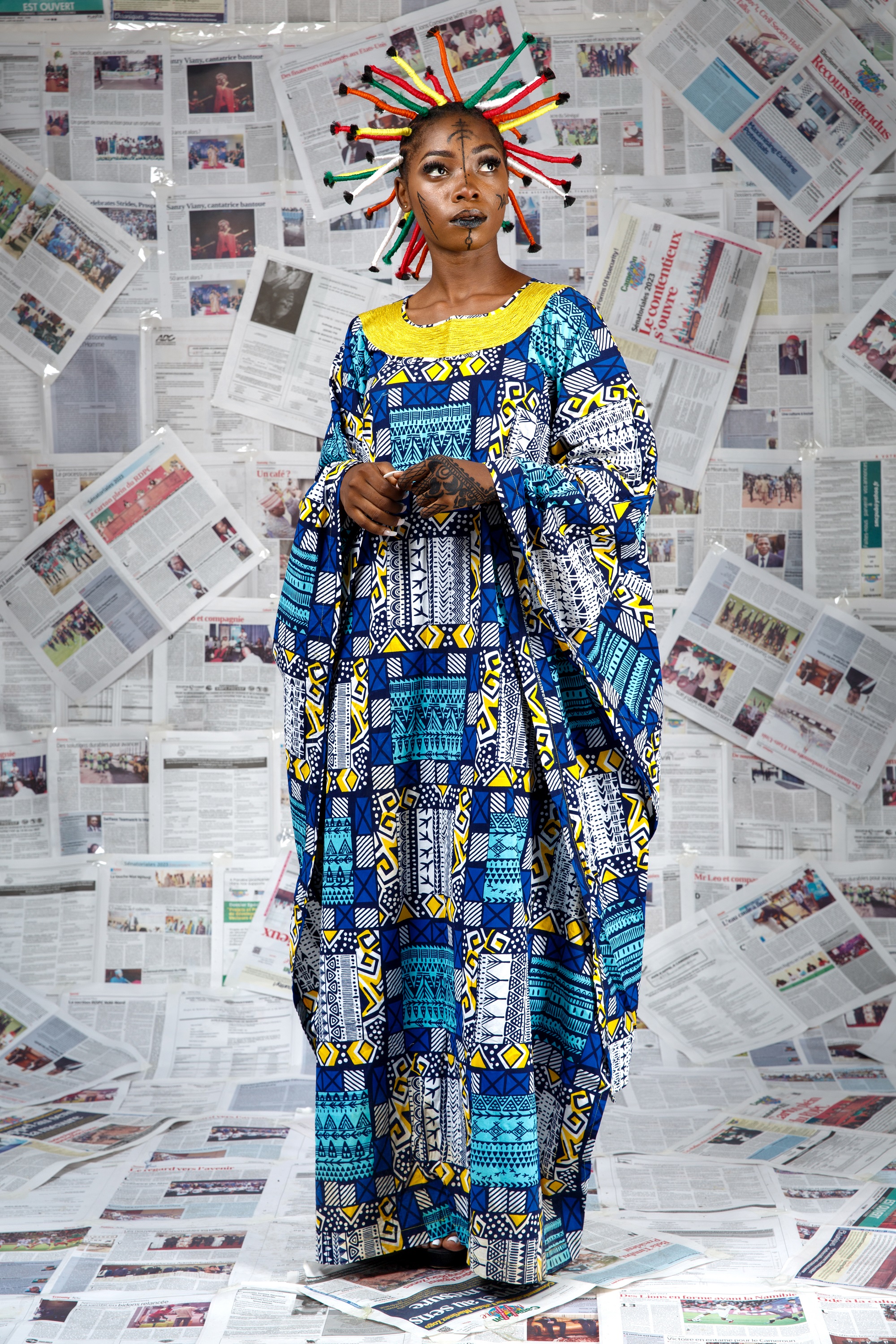 Image 1 of Afo-A-Kom blue embroidered boubou dress (Afritudes)