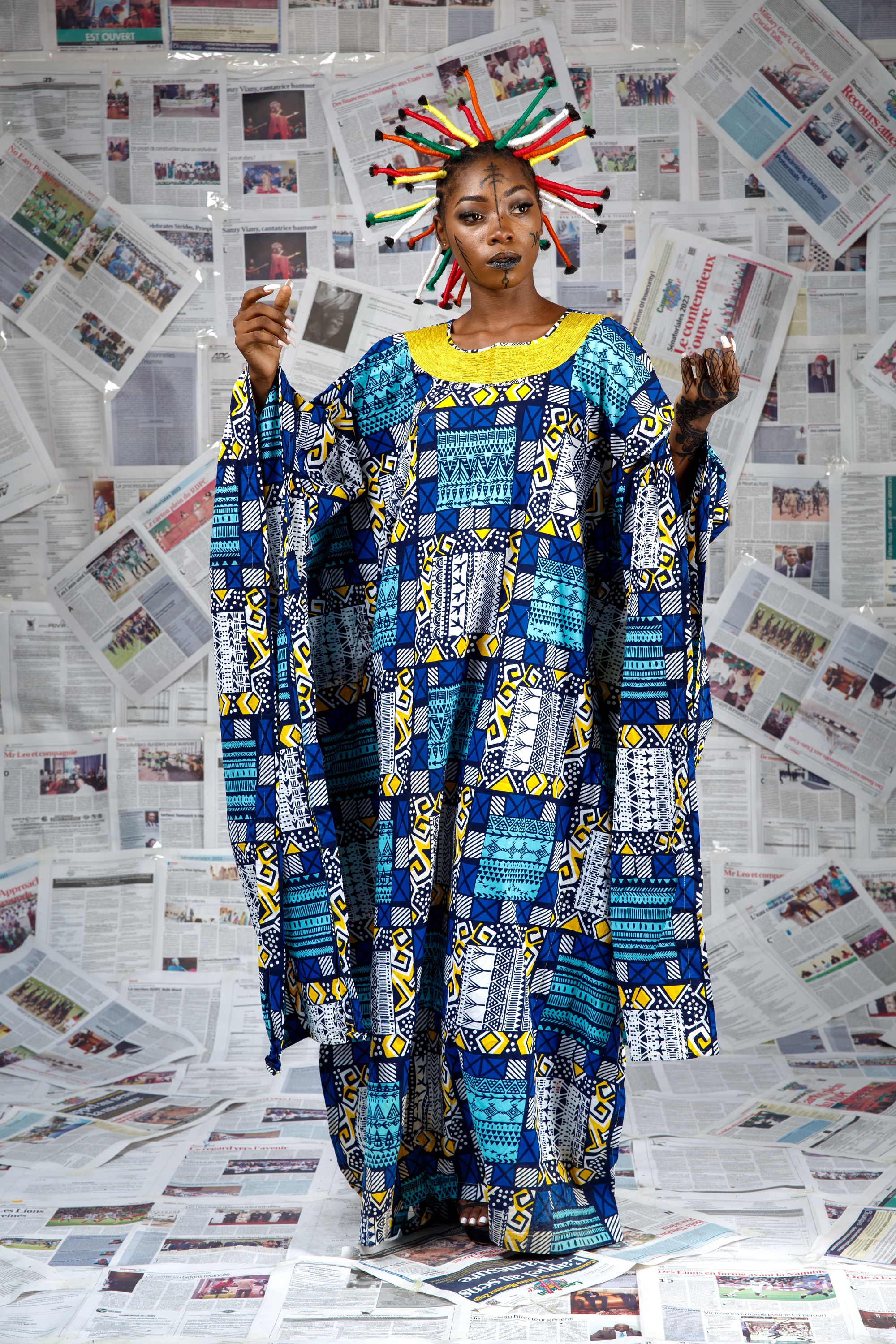 Image 2 of Afo-A-Kom blue embroidered boubou dress (Afritudes)