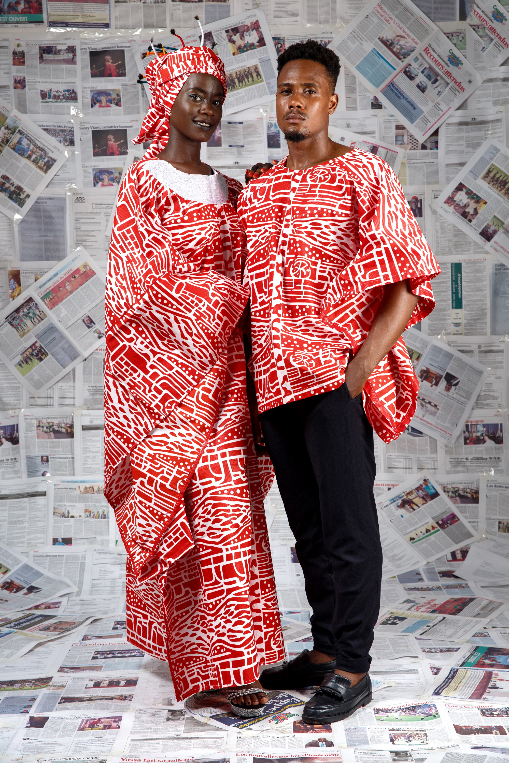 Image 5 of Afo-A-Kom red Ndop embroidered boubou dress (Afritudes)