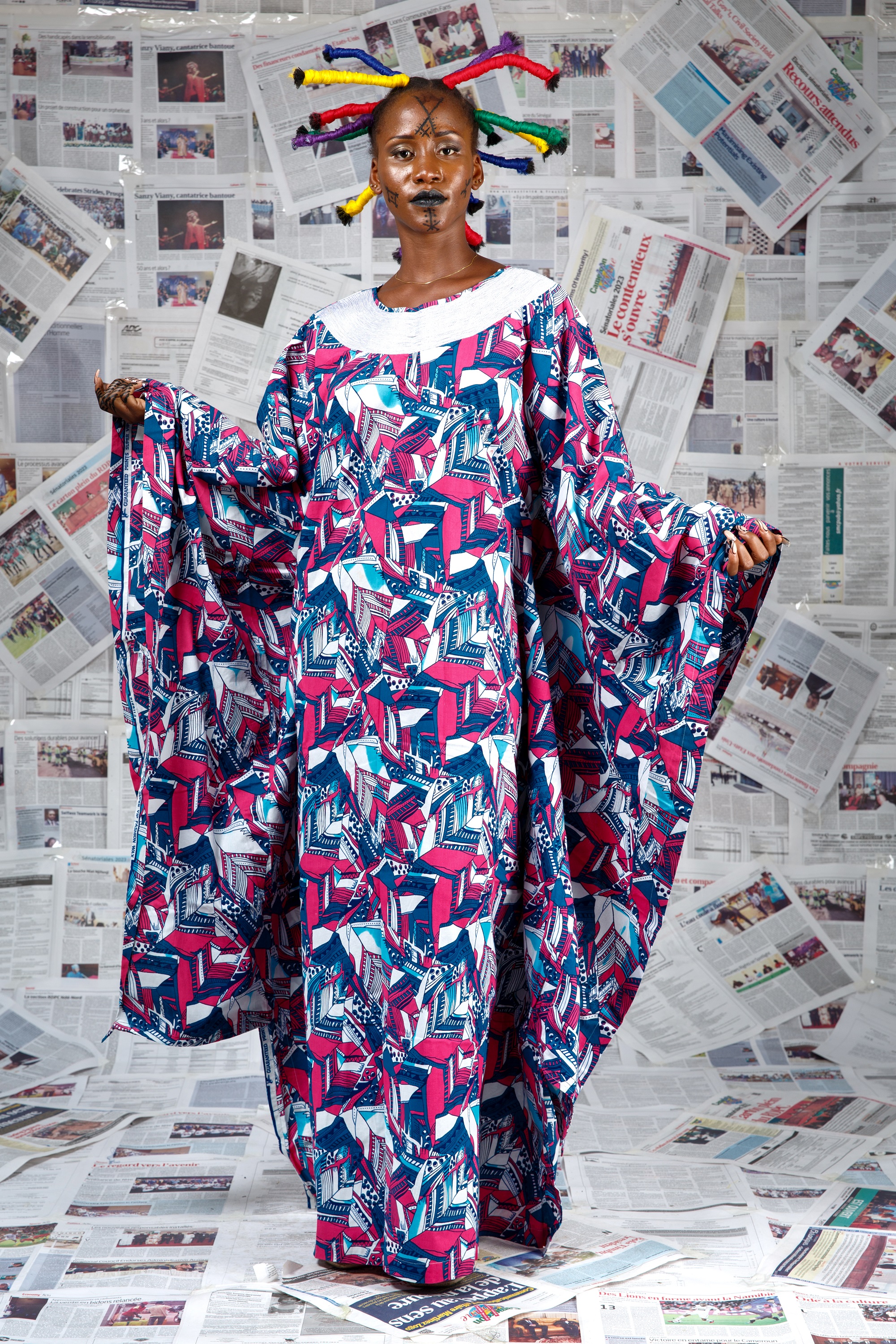 Image 1 of Afo-A-Kom pink embroidered boubou dress (Afritudes)