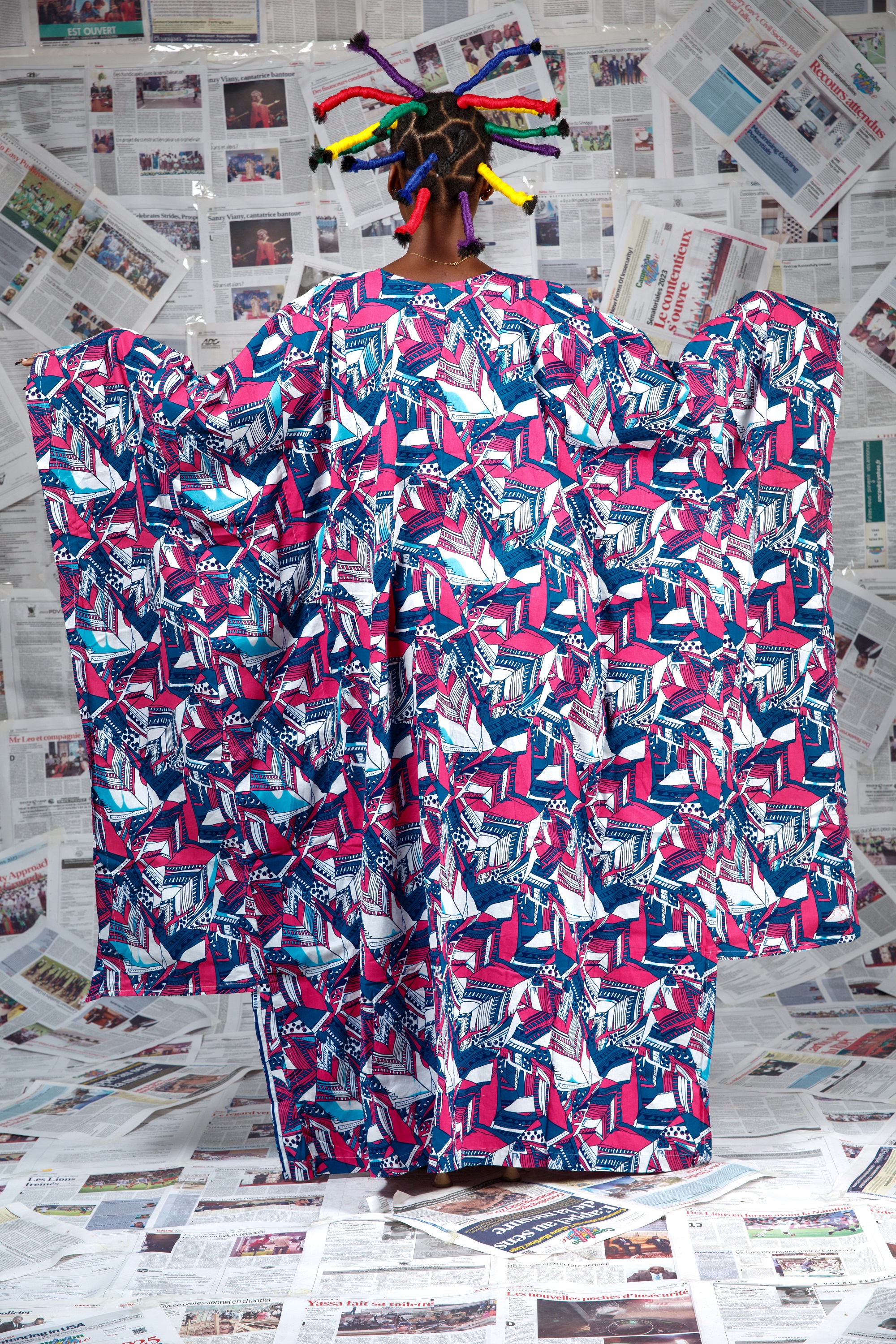 Image 2 of Afo-A-Kom pink embroidered boubou dress (Afritudes)