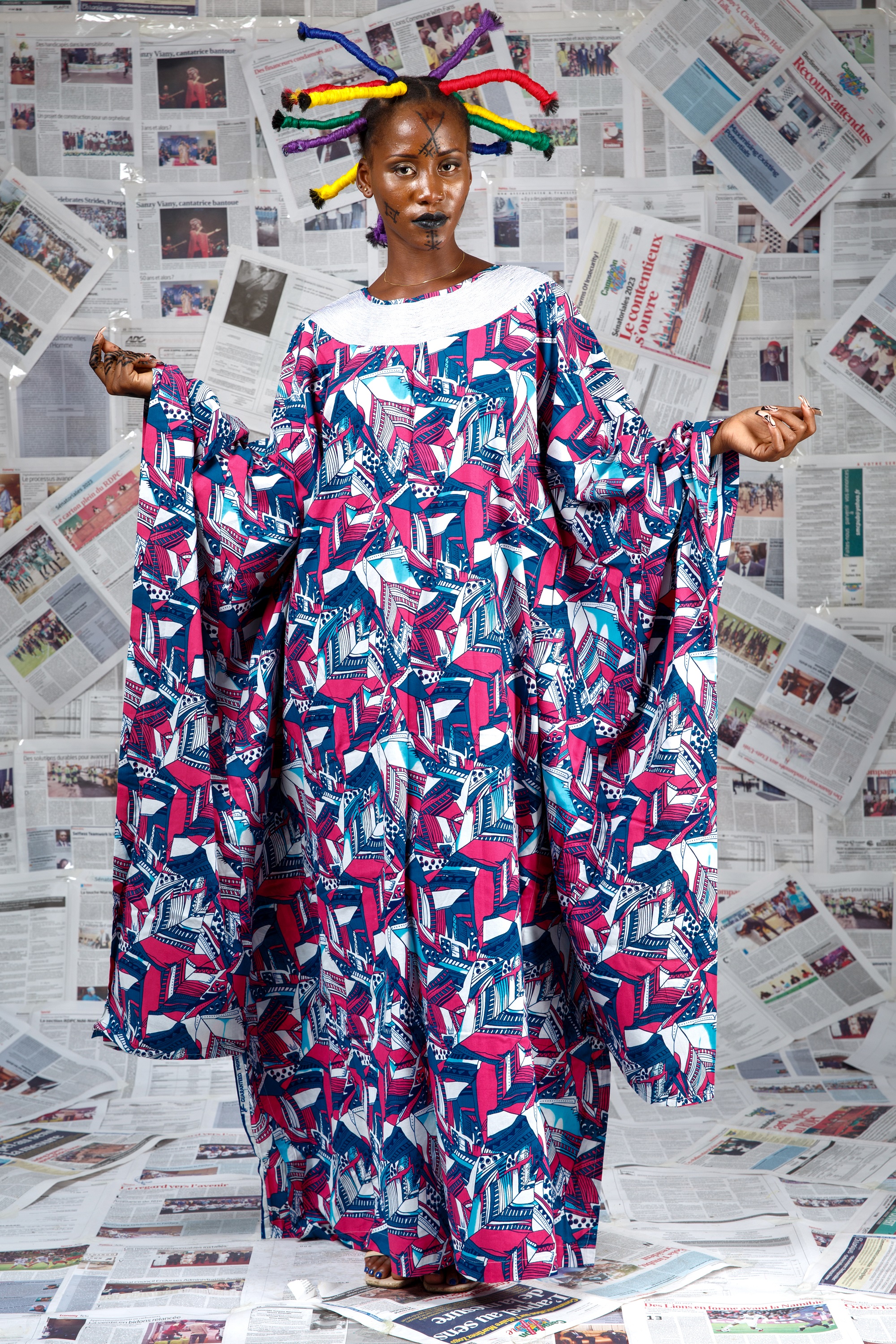 Image 4 of Afo-A-Kom pink embroidered boubou dress (Afritudes)