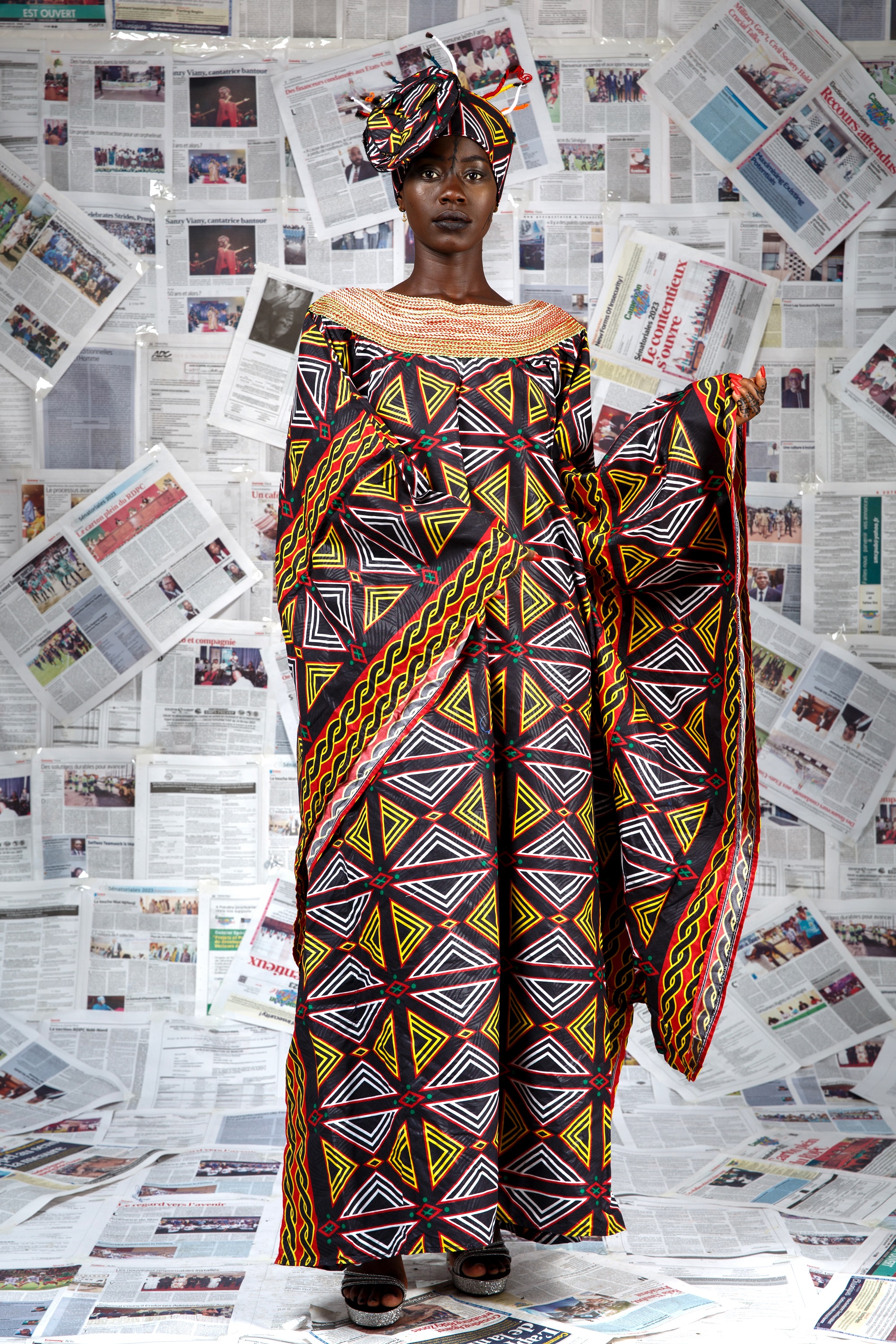 Image 2 of Afo-A-Kom black Toghu embroidered boubou dress (Afritudes)