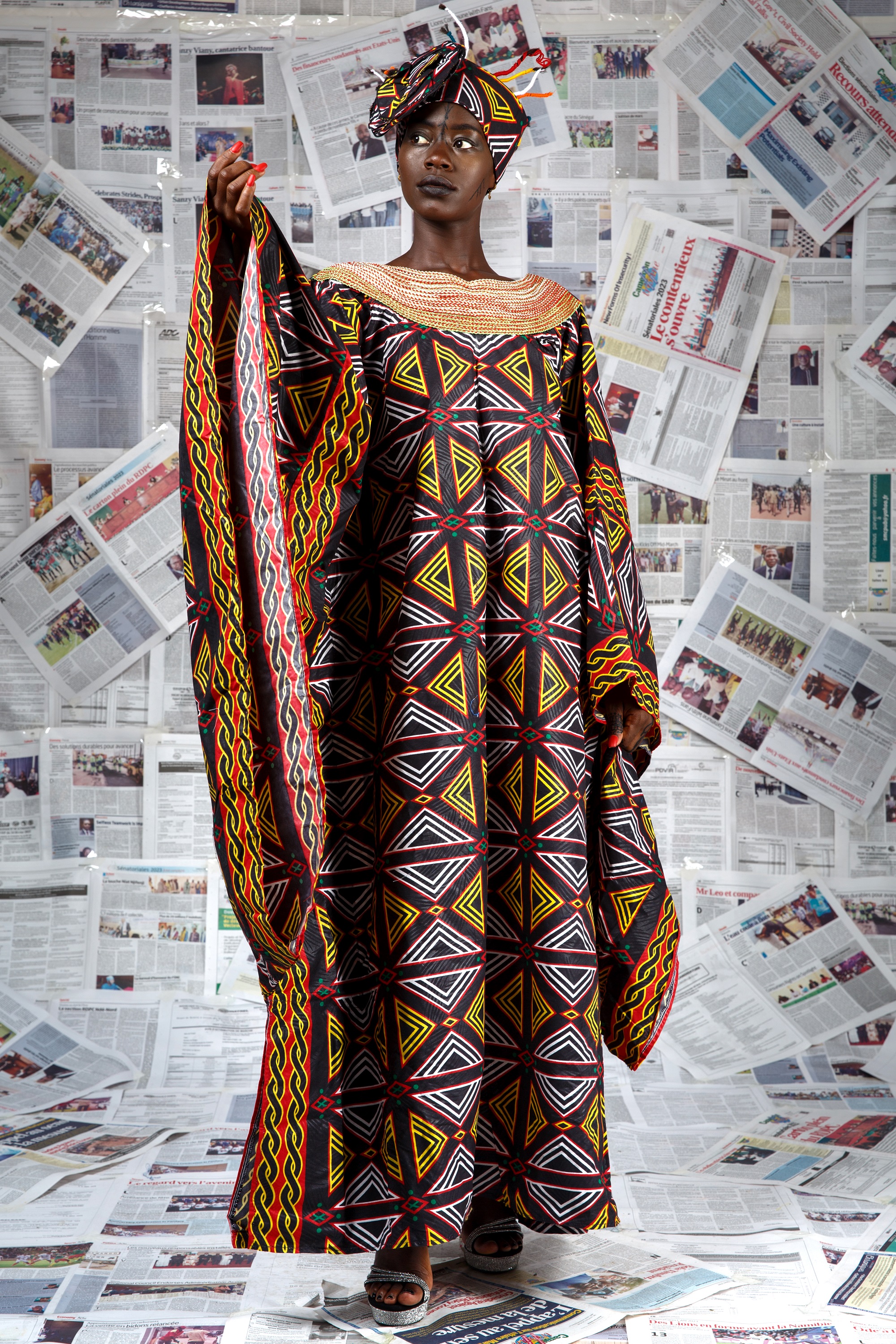 Image 3 of Afo-A-Kom black Toghu embroidered boubou dress (Afritudes)