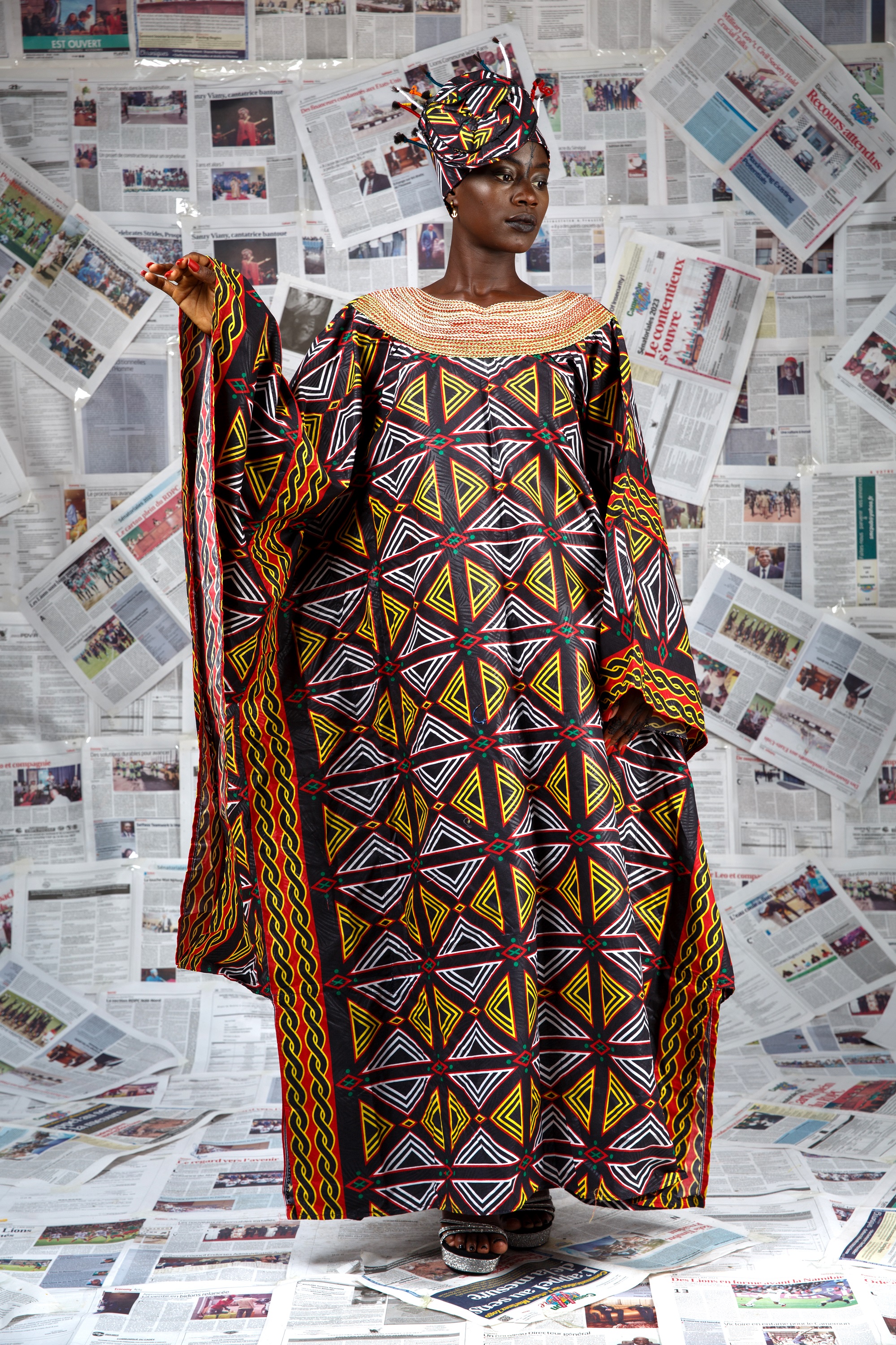 Image 5 of Afo-A-Kom black Toghu embroidered boubou dress (Afritudes)