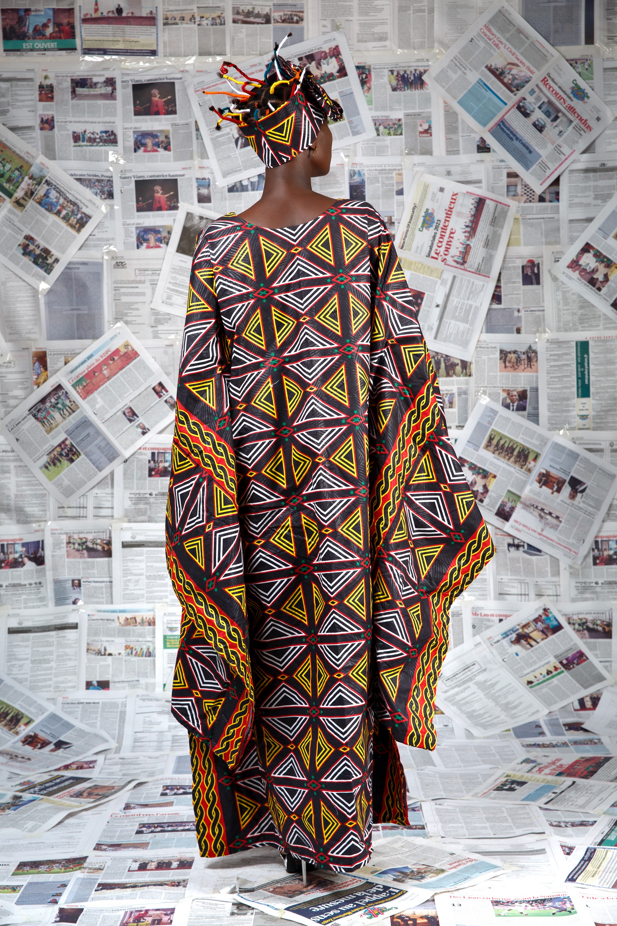 Image 7 of Afo-A-Kom black Toghu embroidered boubou dress (Afritudes)
