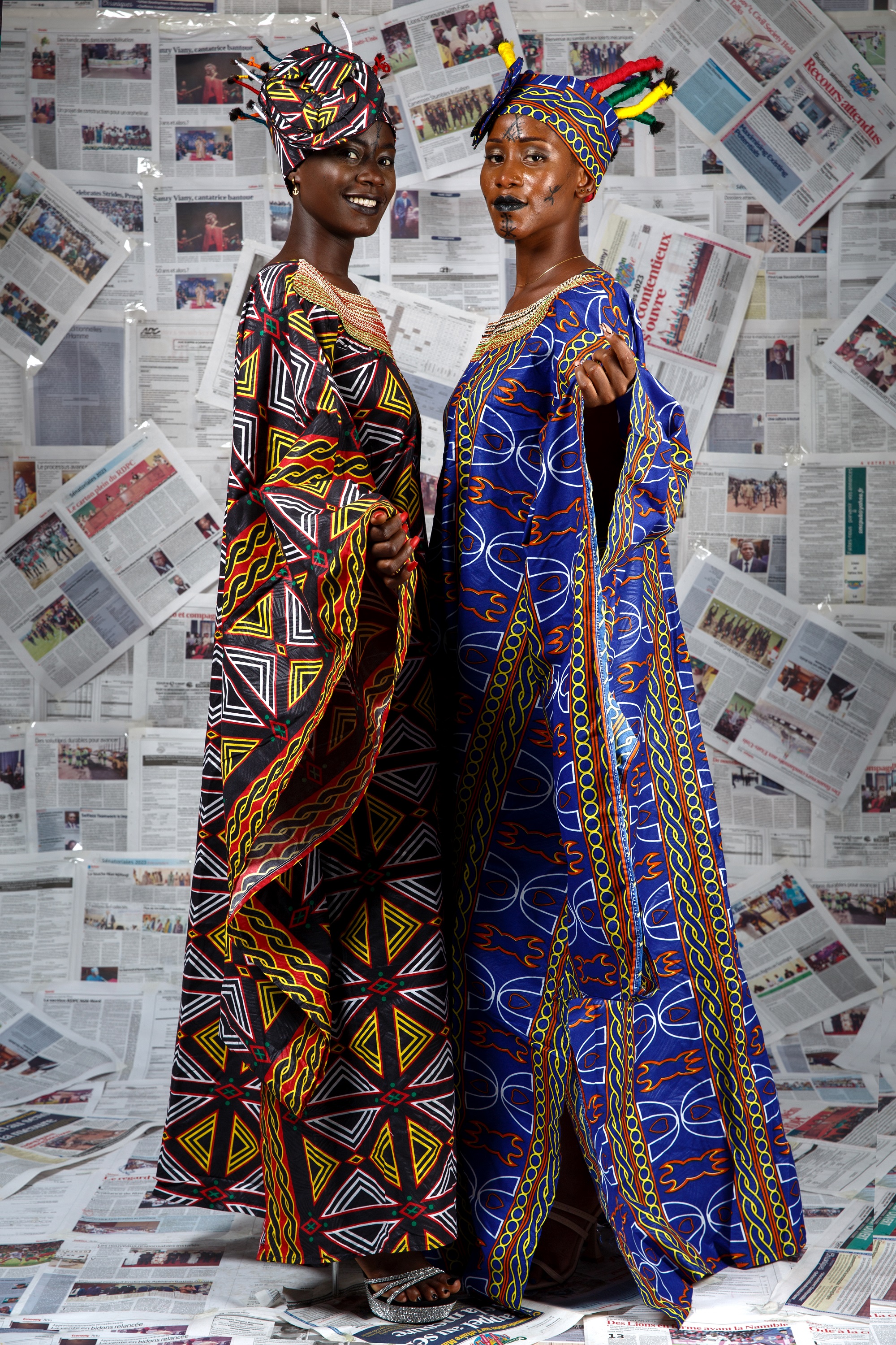 Image 4 of Afo-A-Kom blue Toghu embroidered boubou dress (Afritudes)