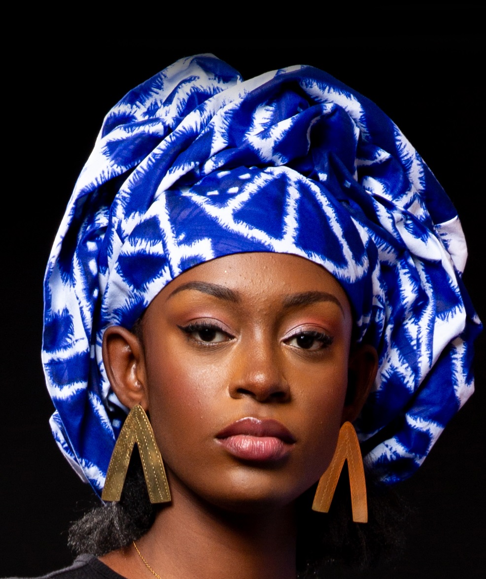 Image 1 of Nggam du blue ndop headwrap (Dikalo)