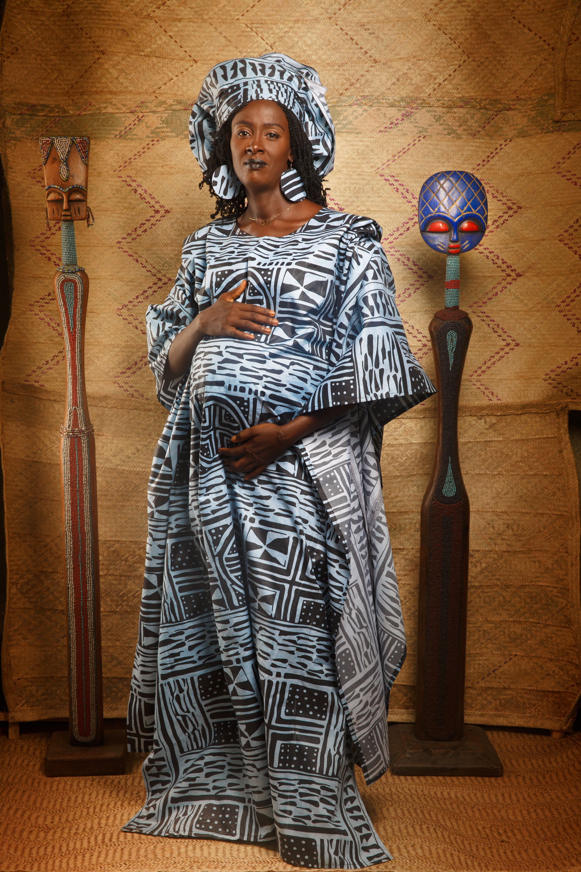 Image 3 of Njapndounke black tie dye ndop boubou dress (MANGWELOUNE)